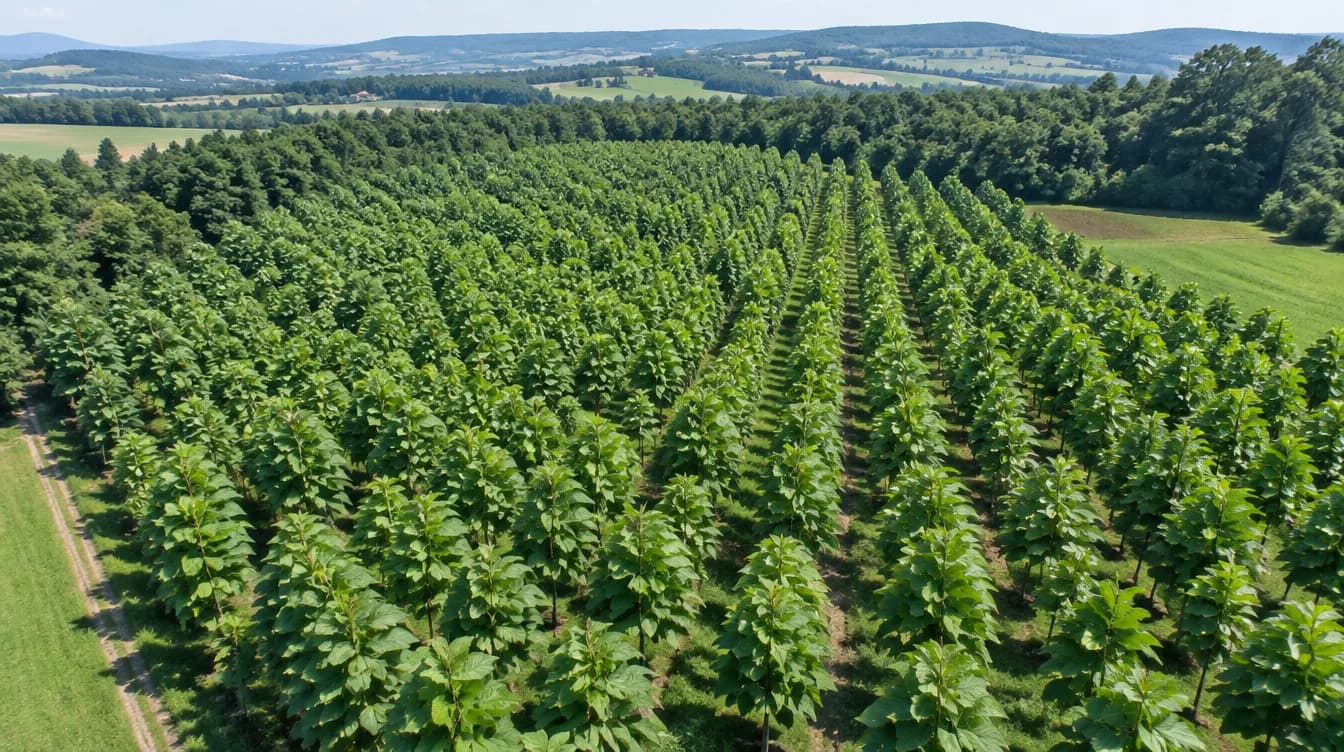 Luftaufnahme einer zertifizierten Paulownia-Plantage